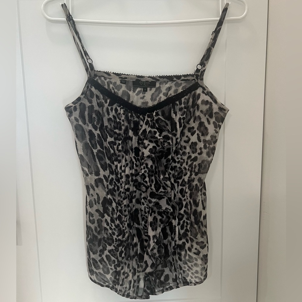 Guess Black and Gray Leopard Print Camisole Size Small